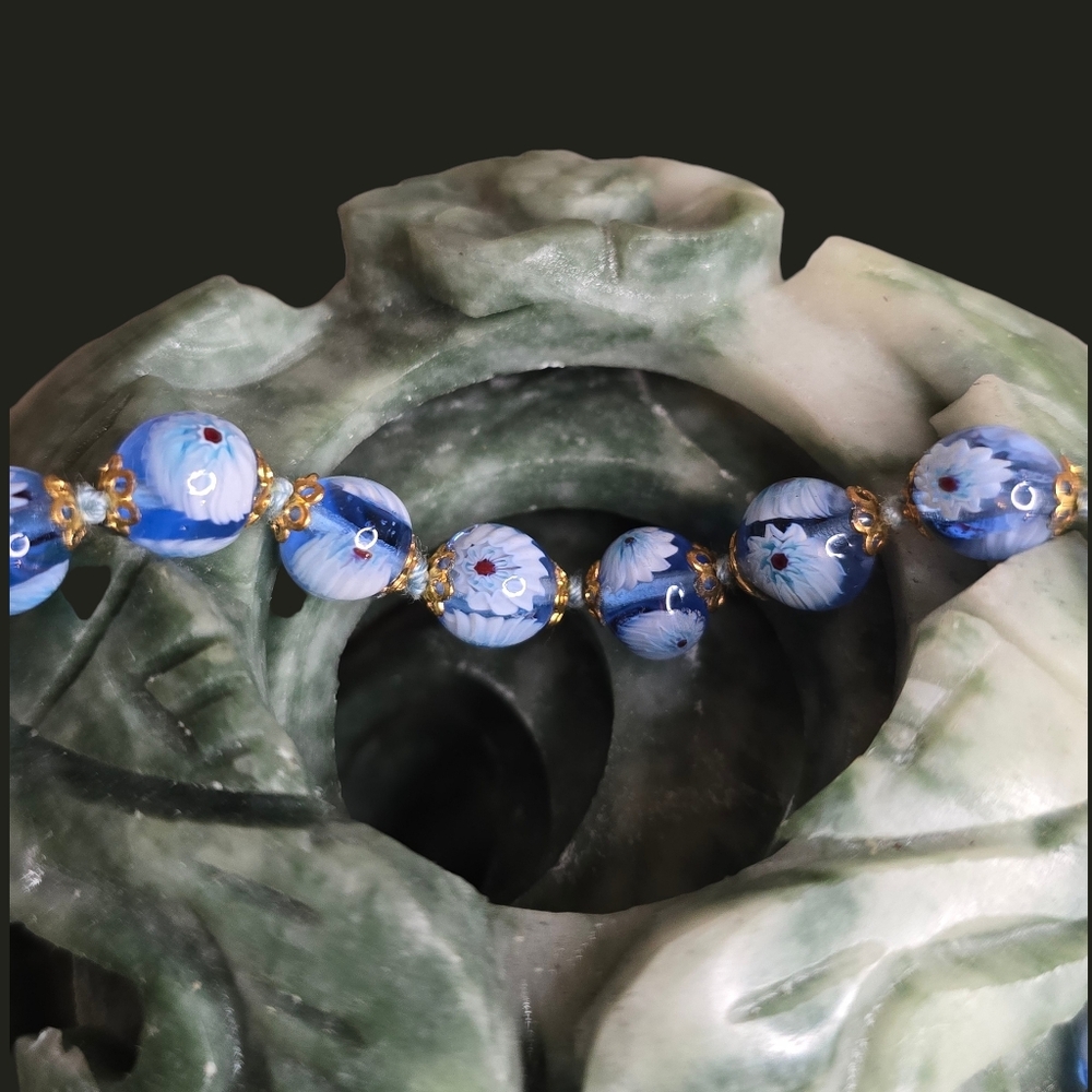 Vintage Millefiori Murano Glass Italian Beaded Bracelet - Picture 5 of 8